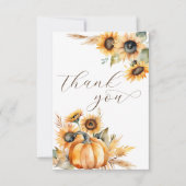 Herfst in liefde boho pompoen zonnebloemen vrijgez bedankkaart (Voorkant)