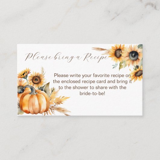 Herfst in liefde boho pompoen zonnebloemen vrijgez informatiekaartje (Voorkant)