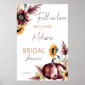 Herfst in liefde boho pompoen zonnebloemen welkoms poster (Voorkant)