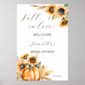 Herfst in liefde boho pompoen zonnebloemen welkoms poster (Voorkant)