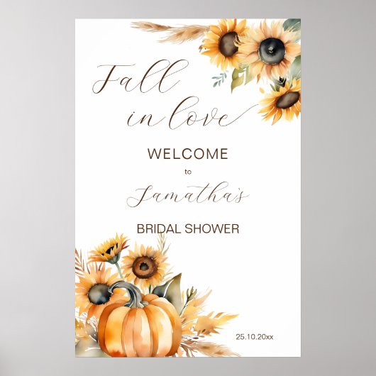 Herfst in liefde boho pompoen zonnebloemen welkoms poster (Voorkant)