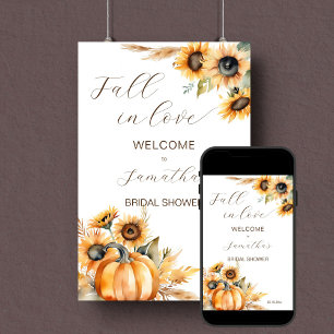 Herfst in liefde boho pompoen zonnebloemen welkoms poster