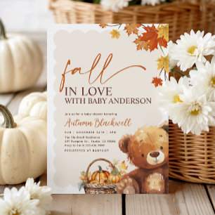 Herfst in Liefde Boho Teddy Bear Herfst Baby showe Kaart
