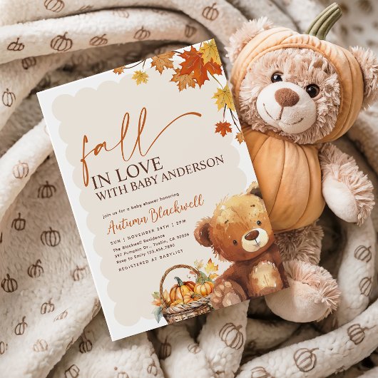 Herfst in Liefde Boho Teddy Bear Herfst Baby showe Kaart