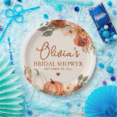 Herfst in Liefde Boho Terracotta Pompoen Vrijgezel Papieren Bordje (Feest)