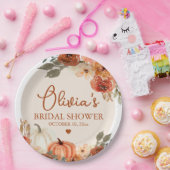 Herfst in Liefde Boho Terracotta Pompoen Vrijgezel Papieren Bordje (Feest)