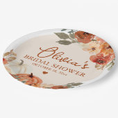 Herfst in Liefde Boho Terracotta Pompoen Vrijgezel Papieren Bordje (Gekanteld)