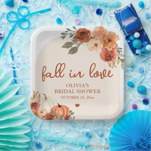 Herfst in Liefde Boho Terracotta Pompoen Vrijgezel Papieren Bordje (Feest)