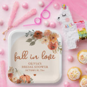 Herfst in Liefde Boho Terracotta Pompoen Vrijgezel Papieren Bordje (Feest)