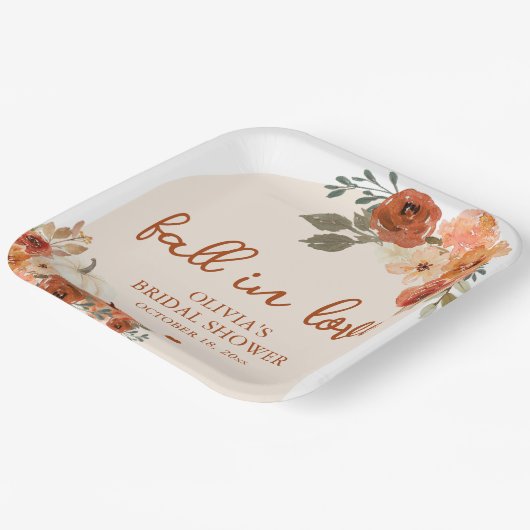 Herfst in Liefde Boho Terracotta Pompoen Vrijgezel Papieren Bordje (Gebogen)