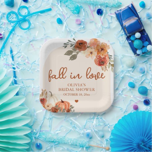 Herfst in Liefde Boho Terracotta Pompoen Vrijgezel Papieren Bordje (Feest)