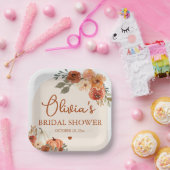 Herfst in Liefde Boho Terracotta Pompoen Vrijgezel Papieren Bordje (Feest)