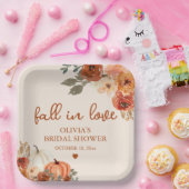 Herfst in Liefde Boho Terracotta Pompoen Vrijgezel Papieren Bordje (Feest)