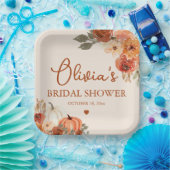 Herfst in Liefde Boho Terracotta Pompoen Vrijgezel Papieren Bordje (Feest)