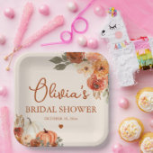 Herfst in Liefde Boho Terracotta Pompoen Vrijgezel Papieren Bordje (Feest)