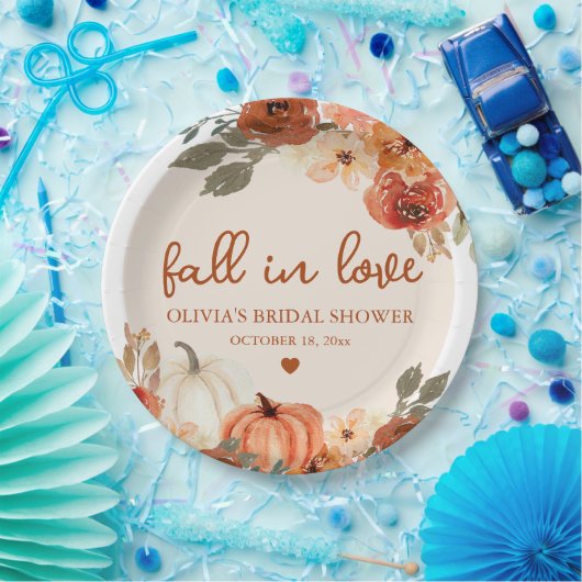 Herfst in Liefde Boho Terracotta Pompoen Vrijgezel Papieren Bordje (Feest)