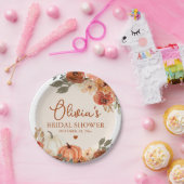 Herfst in Liefde Boho Terracotta Pompoen Vrijgezel Papieren Bordje (Feest)