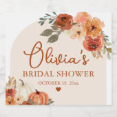 Herfst in Liefde Boho Terracotta Pompoen Vrijgezel Sparkling Wijnetiket (Enkel label)