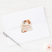 Herfst in Liefde Boho Terracotta Pompoen Vrijgezel Vierkante Sticker (Envelop)