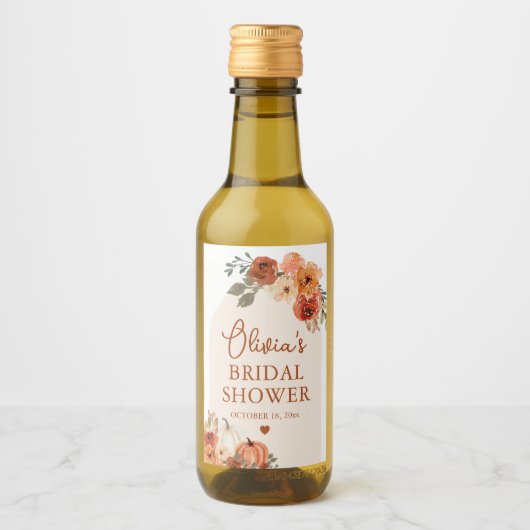 Herfst in Liefde Boho Terracotta Pompoen Vrijgezel Wijn Etiket (Voorkant)