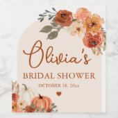 Herfst in Liefde Boho Terracotta Pompoen Vrijgezel Wijn Etiket (Enkel label)