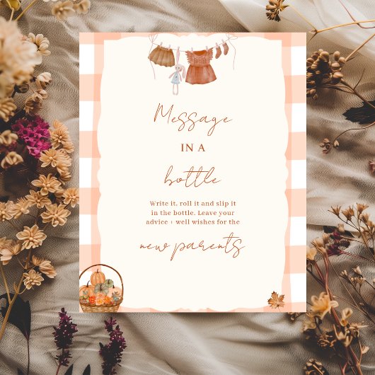 Herfst in liefde Boodschap in een fles Baby shower Poster