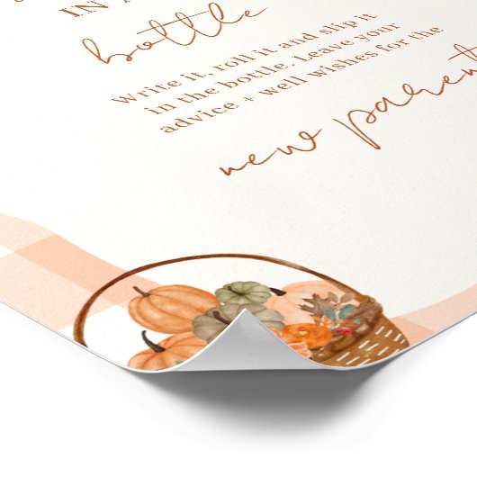 Herfst in liefde Boodschap in een fles Baby shower Poster (Hoek)