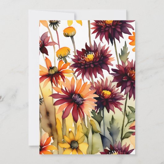 Herfst in liefde bordeaux dahlias geel daisie brui kaart (Achterkant)