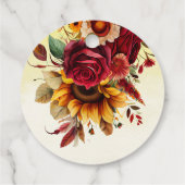 Herfst in liefde bordeaux rozen zonnebloemen dank  bedankjes labels (Achterkant)