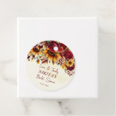 Herfst in liefde bordeaux rozen zonnebloemen dank  bedankjes labels (In situ)