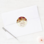 Herfst in liefde bordeaux rozen zonnebloemen dank  ronde sticker (Envelop)