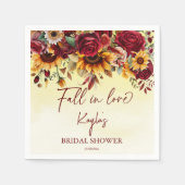 Herfst in liefde bordeaux zonnebloemen vrijgezelle servet (Voorkant)