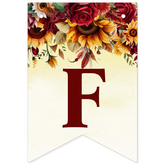 Herfst in liefde bordeaux zonnebloemen vrijgezelle vlaggetjes (Tweede vlag)