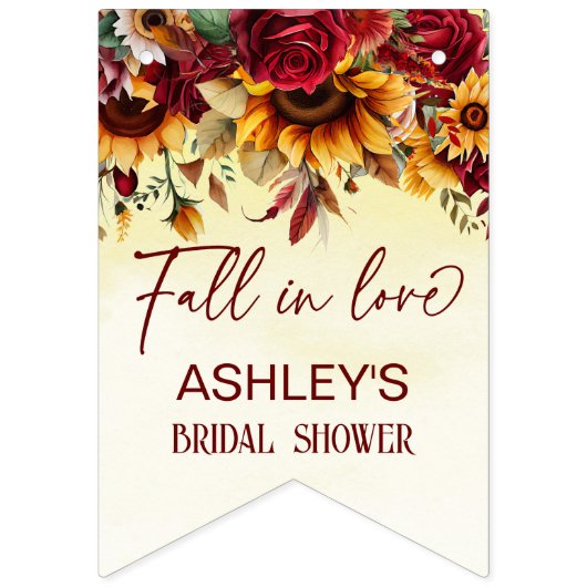 Herfst in liefde bordeaux zonnebloemen vrijgezelle vlaggetjes (Eerste vlag)