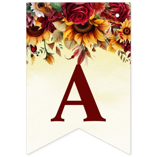 Herfst in liefde bordeaux zonnebloemen vrijgezelle vlaggetjes (Derde vlag)