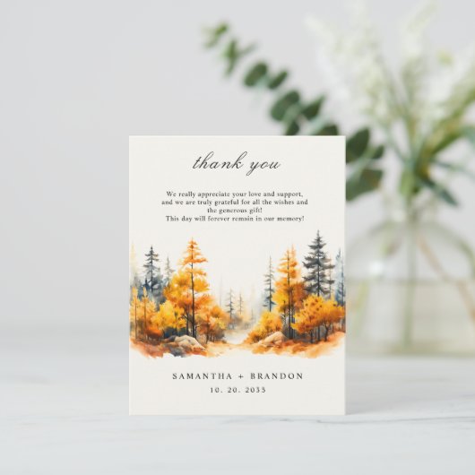 Herfst in liefde Bos Bedankkaart (Staand voorkant)