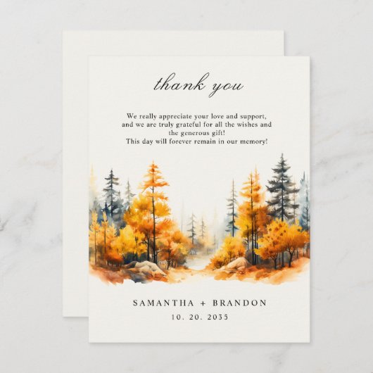 Herfst in liefde Bos Bedankkaart (Voorkant / Achterkant)