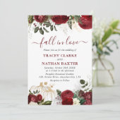 herfst in liefde Botanische Floral Pumpkin Weddens Kaart (Staand voorkant)