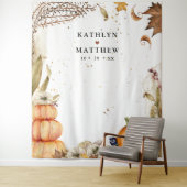 Herfst in Liefde Botanische Pompoen Herfstbruiloft Wandkleed (In situ)