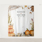 Herfst in Liefde Botanische Pompoen Herfstbruiloft Wandkleed (Voorkant)