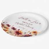 Herfst in liefde bourgogne sinaasappel dahlias vri papieren bordje (Gekanteld)