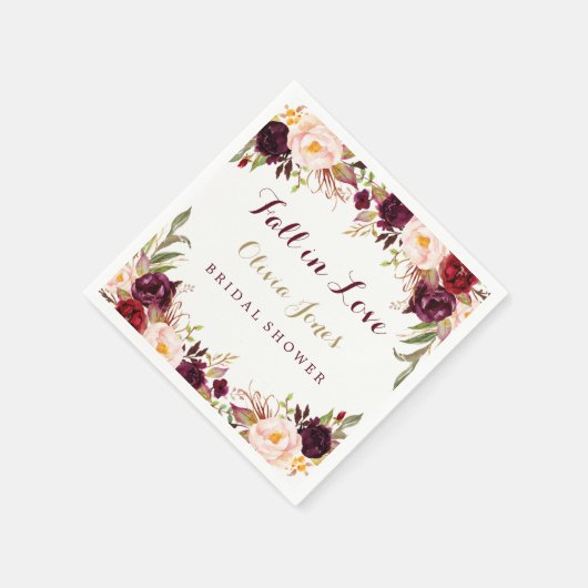 Herfst in Liefde Bourgondië Bloemen Vrijgezellenfe Servet (Hoek)