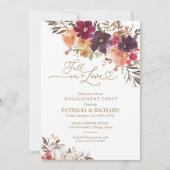 Herfst in liefde Bourgondië Bloemenverlovingsfeest Kaart (Voorkant)