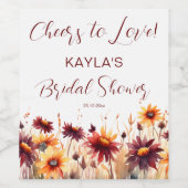 Herfst in liefde bourgondië dahlias vrijgezellenfe wijn etiket (Enkel label)