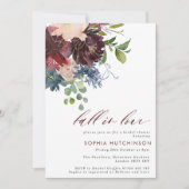 Herfst in Liefde Bourgondië & Navy Bloemen Vrijgez Kaart (Voorkant)