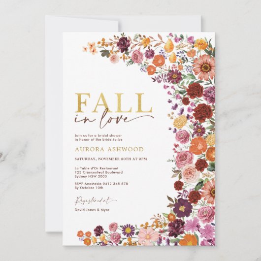 Herfst in Liefde Bourgondië Sinaasappel Bloemen Vr Kaart (Voorkant)