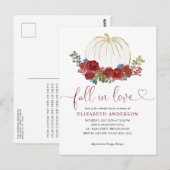 Herfst in Liefde Bourgondische Bloemen Pompoen Vri Briefkaart (Voorkant / Achterkant)