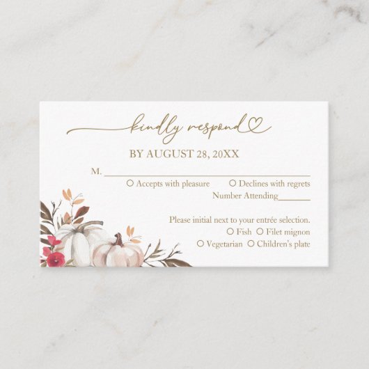 Herfst in liefde Bourgondische bruiloft RSVP Kaart (Voorkant)