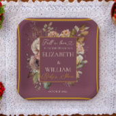 Herfst in liefde Bourgondische Herfst Floral Papieren Bordje