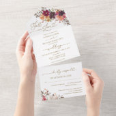 Herfst in liefde Bourgondische pompoen bruiloft All In One Uitnodiging (Afscheurbaar)